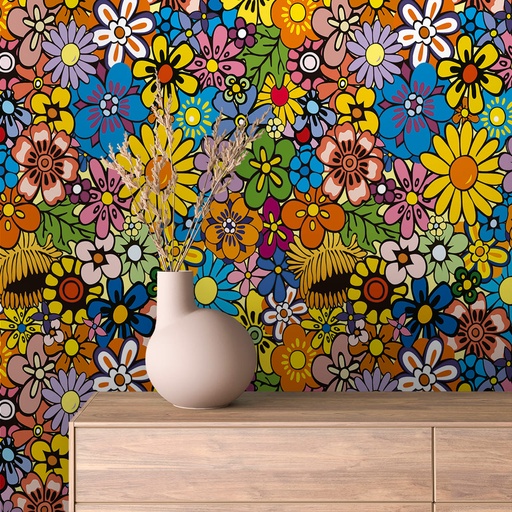 Blumenmuster in Bunt, Retro