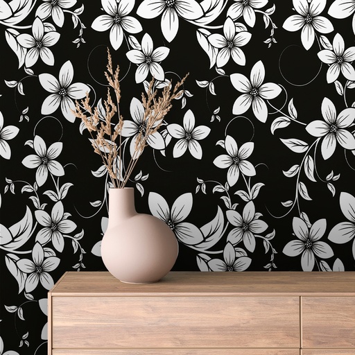 Blumenmuster in Schwarz-Weiß