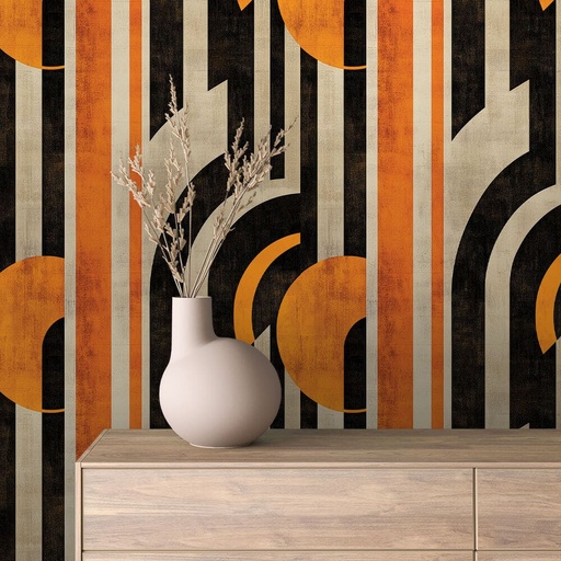 Streifen in Orange-Schwarz, Retro