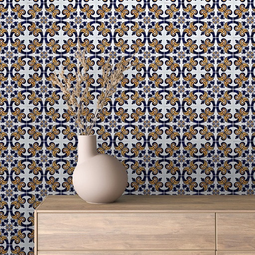 Fliesenmuster in Blau-Orange II