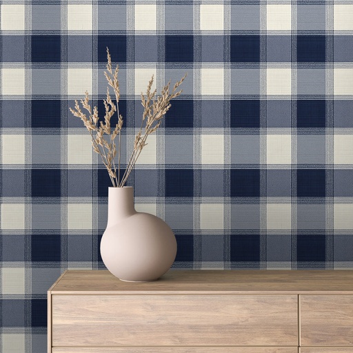 Karo in Marine-Blau