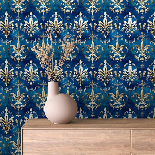 Damast in Blau-Gold