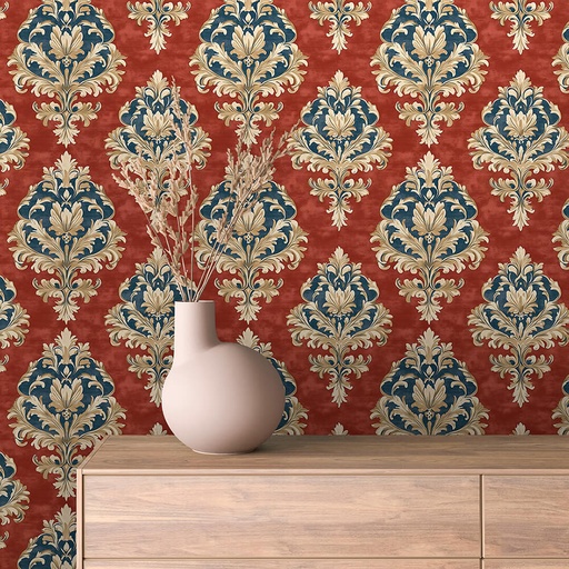 Damast in Gold-Blau, Vintage III