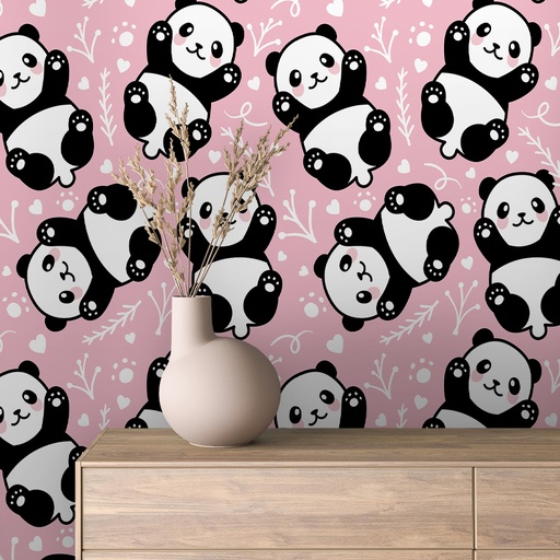 Pandas in Rosa, niedlich