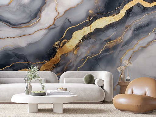 Schwarz-Gold Marmor, luxuriös abstrakt